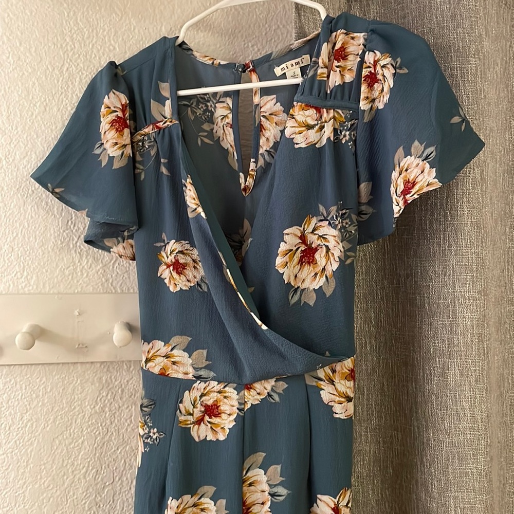 Green floral romper